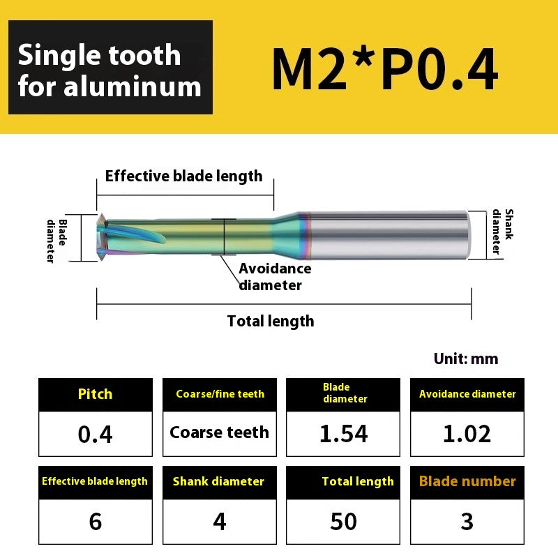 2135-65° aluminum with colorful thread milling cutter lengthened single tooth three-tooth full thread machining center tungsten carbide milling cutter M3M4M5 Shandong Denso Pricision Tools Co.,Ltd.